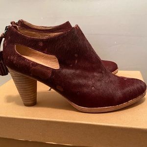 Fiel Malcolm bootie burgundy cow fur leather size 8 new ANTHROPOLOGIE